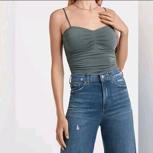 Express Body Contour Ruched Bodysuit Gray Size Small NWT